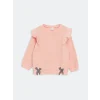 LCW baby Pembe Bisiklet Yaka Baskılı Kız Bebek Sweatshirt 2li