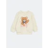 LCW baby Pembe Bisiklet Yaka Baskılı Kız Bebek Sweatshirt 2li