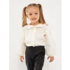 LCW baby Ekru Bebe Yaka Basic Kız Bebek Gömlek