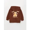 LCW Kids Kahverengi Baskılı Uzun Kollu Kız Çocuk Hoodie