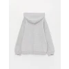 LCW Kids Gri Baskılı Uzun Kollu Kız Çocuk Hoodie