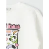 LCW Kids Ekru Bisiklet Yaka K-Pop Baskılı Uzun Kollu Kız Çocuk Sweatshirt