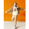 LCW Kids Pembe Bisiklet Yaka Ayı Teddy Nakışlı Kız Çocuk Sweatshirt