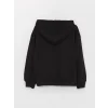 LCW Kids Siyah Kapüşonlu Baskılı Uzun Kollu Kız Çocuk Sweatshirt