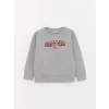 LCW Kids Gri Bisiklet Yaka Baskılı Uzun Kollu Kız Çocuk Sweatshirt