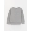 LCW Kids Gri Bisiklet Yaka Baskılı Uzun Kollu Kız Çocuk Sweatshirt