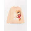LCW Kids Pembe Bisiklet Yaka Baskılı Uzun Kollu Kız Çocuk Sweatshirt