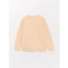 LCW Kids Pembe Bisiklet Yaka Baskılı Uzun Kollu Kız Çocuk Sweatshirt