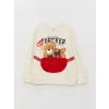 LCW Kids Pembe Bisiklet Yaka Baskılı Uzun Kollu Kız Çocuk Sweatshirt