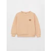 LCW Kids Pembe Bisiklet Yaka Nakışlı Uzun Kollu Kız Çocuk Sweatshirt