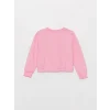 LCW Kids Pembe Bisiklet Yaka Baskılı Uzun Kollu Kız Çocuk Sweatshirt