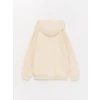 LCW Kids Bej Baskılı Uzun Kollu Kız Çocuk Hoodie