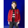 LCW Kids Kırmızı Baskılı Uzun Kollu Kız Çocuk Kolej Ceket