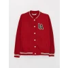 LCW Kids Kırmızı Baskılı Uzun Kollu Kız Çocuk Kolej Ceket