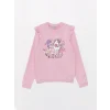 LCW Kids Pembe Bisiklet Yaka Baskılı Uzun Kollu Kız Çocuk Triko Kazak
