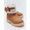 LCW STEPS Kahverengi Fermuarlı Kürk Detaylı Kız Bebek Bot