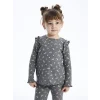LCW baby Antrasit Bisiklet Yaka Uzun Kollu Baskılı Kız Bebek Tişört