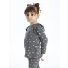 LCW baby Antrasit Bisiklet Yaka Uzun Kollu Baskılı Kız Bebek Tişört
