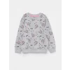LCW Kids Gri Bisiklet Yaka Baskılı Uzun Kollu Kız Çocuk Sweatshirt