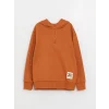 LCW Kids Kahverengi Rahat Kalıp Baskılı Erkek Çocuk Hoodie