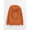 LCW Kids Kahverengi Rahat Kalıp Baskılı Erkek Çocuk Hoodie