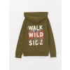 LCW Kids Yeşil Baskılı Uzun Kollu Erkek Çocuk Hoodie