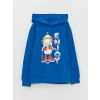LCW Kids Mavi Baskılı Uzun Kollu Erkek Çocuk Hoodie