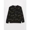LCW Kids Siyah Bisiklet Yaka Baskılı Uzun Kollu Erkek Çocuk Sweatshirt