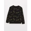 LCW Kids Siyah Bisiklet Yaka Baskılı Uzun Kollu Erkek Çocuk Sweatshirt