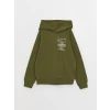 LCW Kids Yeşil Baskılı Uzun Kollu Erkek Çocuk Hoodie