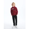 LCW Kids Bordo Baskılı Uzun Kollu Erkek Çocuk Hoodie