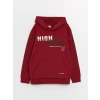 LCW Kids Bordo Baskılı Uzun Kollu Erkek Çocuk Hoodie