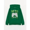 LCW Kids Yeşil Baskılı Uzun Kollu Erkek Çocuk Hoodie