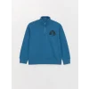 LCW Kids Mavi Dik Yaka Baskılı Uzun Kollu Erkek Çocuk Sweatshirt