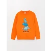 LCW Kids Turuncu Bisiklet Yaka Baskılı Uzun Kollu Erkek Çocuk Sweatshirt