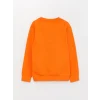 LCW Kids Turuncu Bisiklet Yaka Baskılı Uzun Kollu Erkek Çocuk Sweatshirt