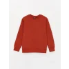 LCW Kids Kahverengi Bisiklet Yaka Basic Uzun Kollu Erkek Çocuk Sweatshirt
