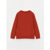LCW Kids Kahverengi Bisiklet Yaka Basic Uzun Kollu Erkek Çocuk Sweatshirt