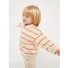 LCW baby Bej Polo Yaka Uzun Kollu Çizgili Erkek Bebek Sweatshirt