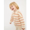 LCW baby Bej Polo Yaka Uzun Kollu Çizgili Erkek Bebek Sweatshirt