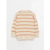 LCW baby Bej Polo Yaka Uzun Kollu Çizgili Erkek Bebek Sweatshirt
