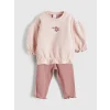 LC WAIKIKI Pembe Baskılı Kız Bebek Sweatshirt ve Tayt 2li