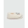 LCW STEPS Ekru 3D Aplike Detaylı Pelüş Kız Çocuk Ev Terliği