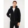 LCW Vision Siyah Slim Fit Kapüşonlu Erkek Triko Mont
