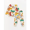LCW baby Bej Bisiklet Yaka Baskılı Erkek Bebek Pijama Takımı