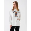 LCW Modest Ekru Baskılı Uzun Kollu Kadın Hoodie