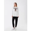 LCW Modest Ekru Baskılı Uzun Kollu Kadın Hoodie