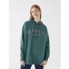 XSIDE Yeşil Baskılı Oversize Kadın Kalın Hoodie