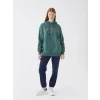 XSIDE Yeşil Baskılı Oversize Kadın Kalın Hoodie