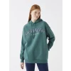 XSIDE Yeşil Baskılı Oversize Kadın Kalın Hoodie